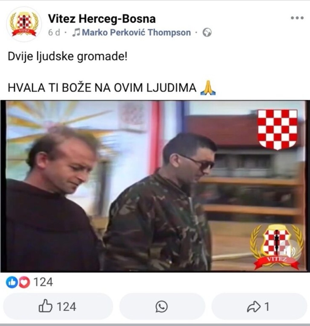 Dario Kordić pod zastavom Herceg Bosne u Vitezu