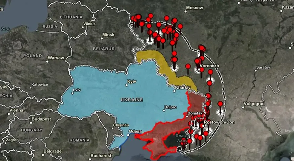 Mapa udara rakete rusija ukrajina