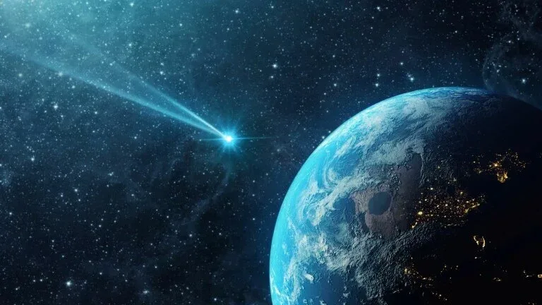 Asteroid blizu zemlje ilustracija