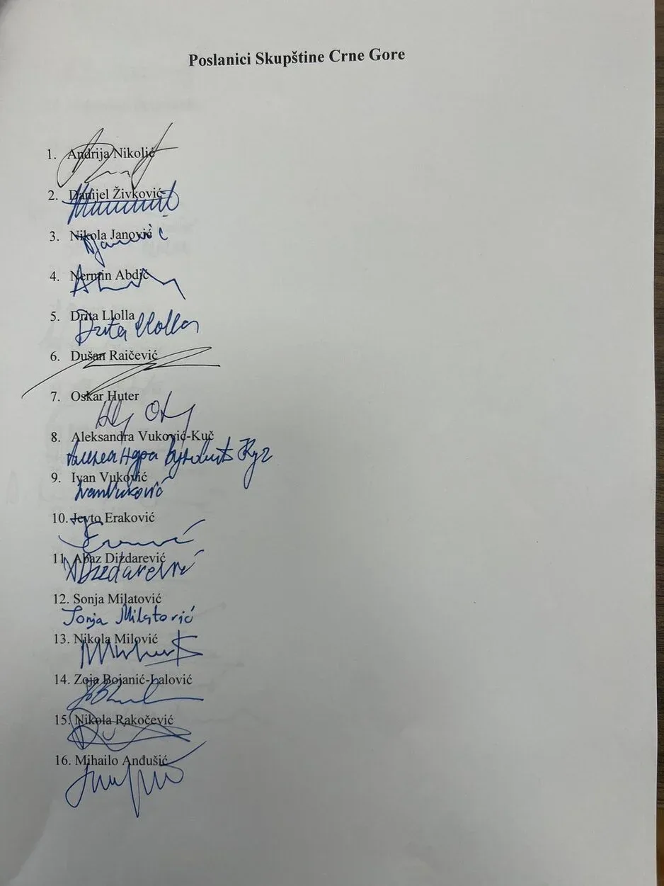 crna gora Rezolucija o Srebrenici 1 potpisi poslanika