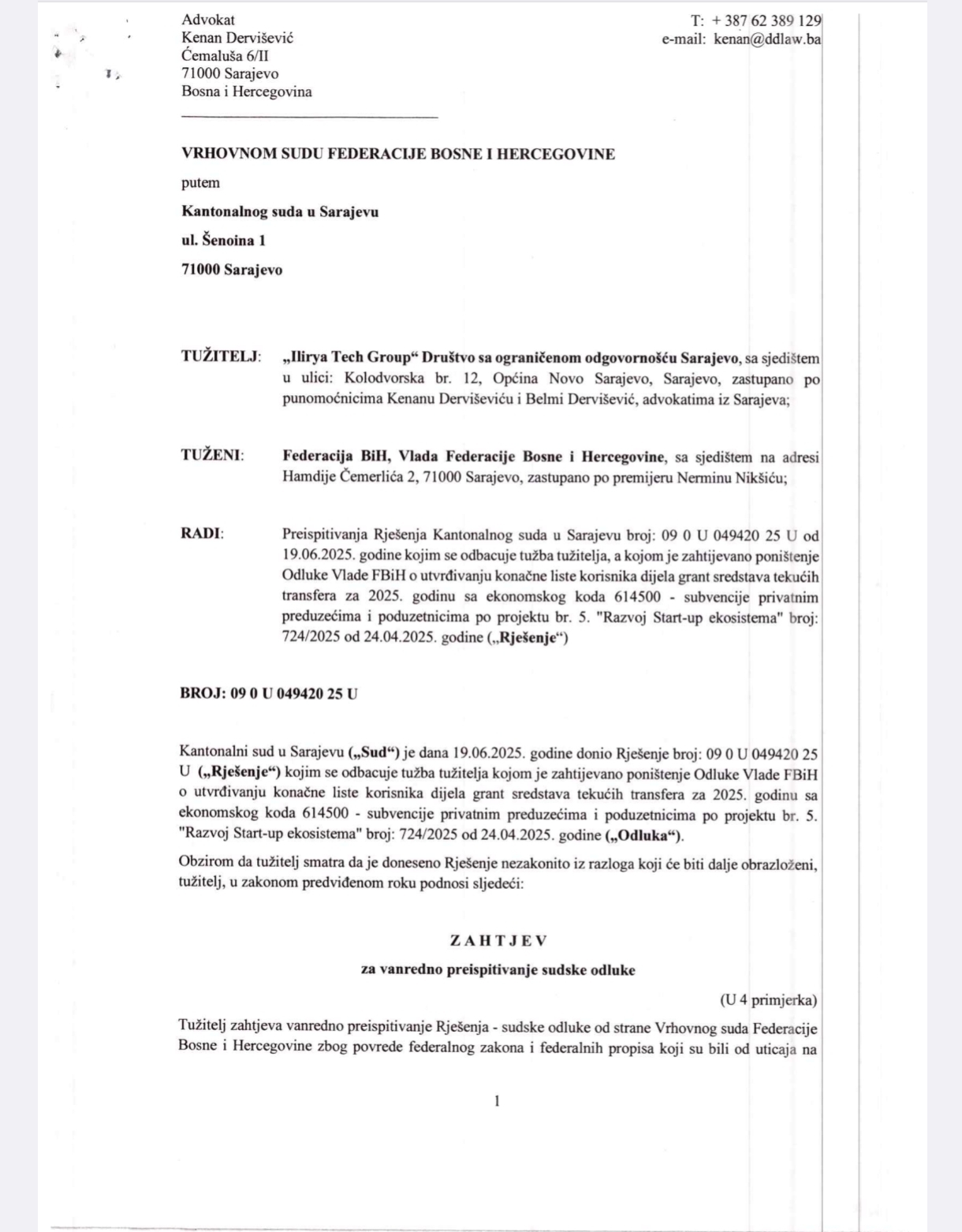 Zahtjev za vanredno preispitivanje sudske odluke 3