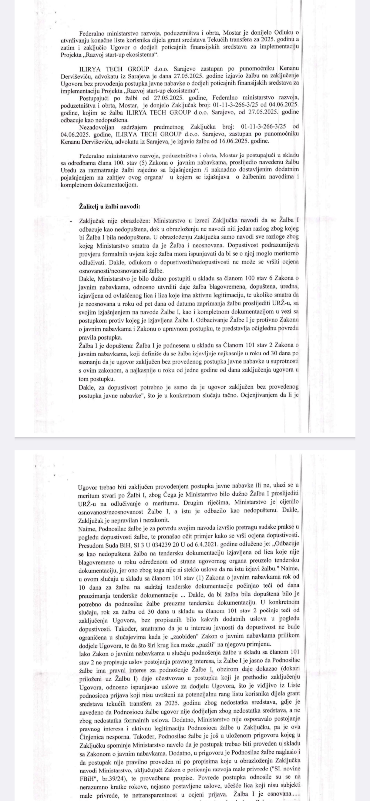 Zaključak Ureda za razmatranje žalbi 2