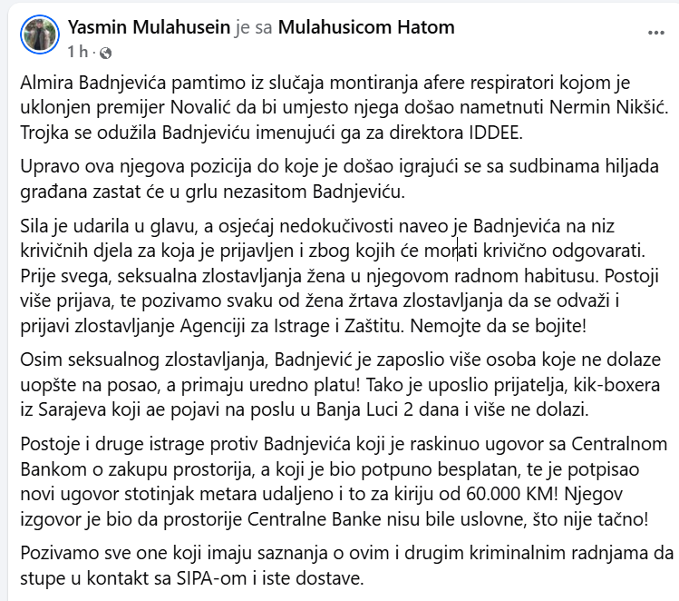 Protiv Almira Badnjevica podnesene krivicne prijave 1