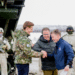 Svedska Norveska Finska nato Finski ministar odbrane Antti Hakkanen, norveški ministar odbrane Bjorn Arild Gram i švedski ministar odbrane Pal Jonson u blizini granice između Finske, Norveške i Švedske, u Kilpisjarviju, Finska, 9. marta 2024.