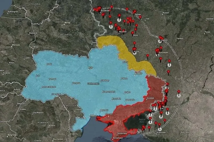 karta sa stotinama ruskih ciljeva koje bi mogli gađati Ukrajinci