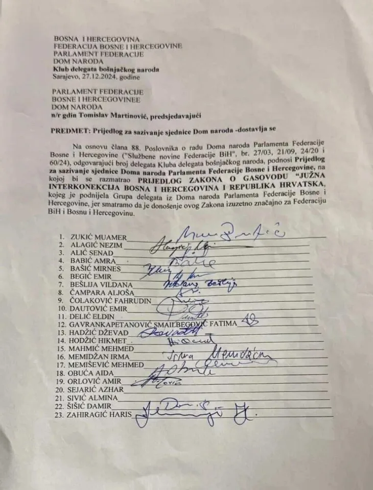 Klub Bosnjaka skupio potpise za sjednicu Doma naroda F Bi H o Juznoj interkonekciji