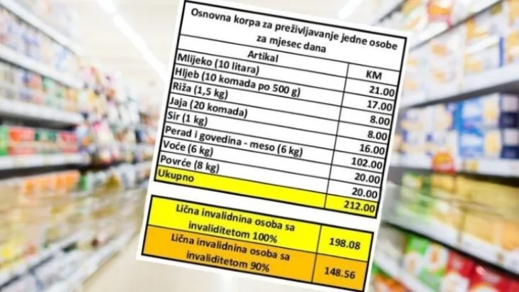 Osnovna korpa za prezivljavanje u F Bi H etto