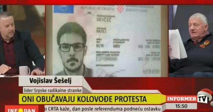 1 Seselj uzivo na TV u mahao podacima o organizatorima protesta iz Hrvatske