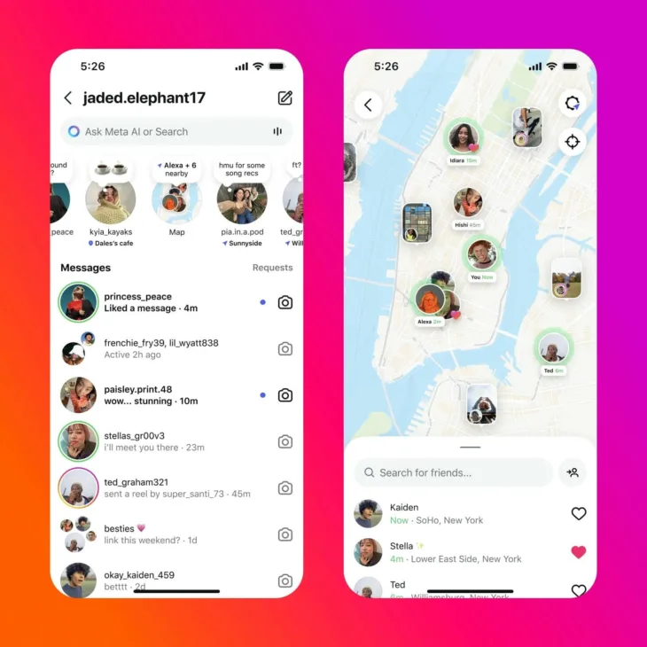 Pregled lokacija korisnika na Instagram mapi