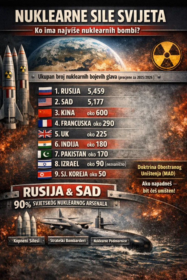 nuklearno oružje Ko ima najvise nuklearnih bombi na svijetu etto