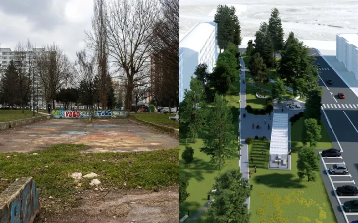 Radovi na rekonstrukciji parka na Trgu heroja u Opcini Novo Sarajevo