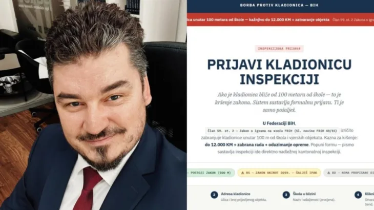 kaldionoce Selmir Mujagic pokrenuo online alat za prijavu kladionica u blizini skola Zahtjev institucijama salje se u pet klikova