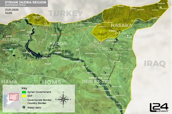 Sirija 01 Aktuelno stanje u Siriji kurdske snage drze manji dio teritorije oznacen zutom bojom