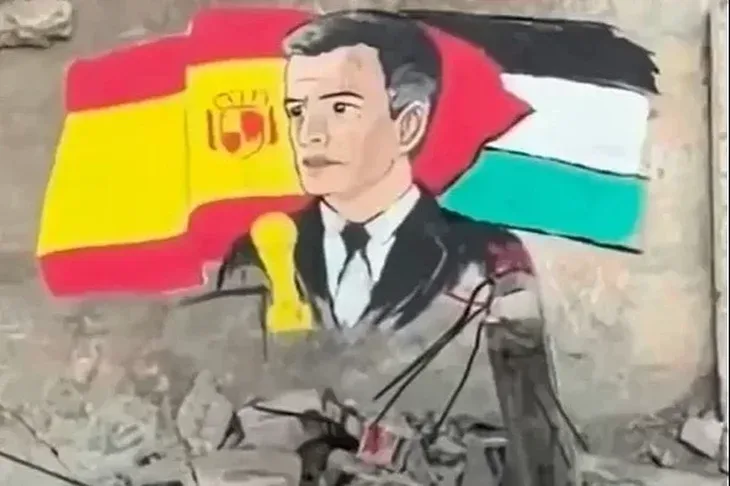 Pedro Sanchez 07  Djevojcica u Gazi naslikala mural s likom spanskog premijera