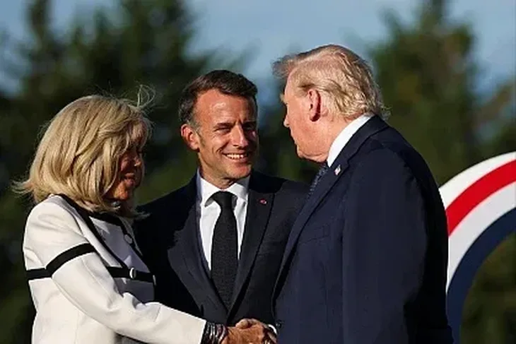 Donald Trump Emmanuel Macron Brigitte Macron