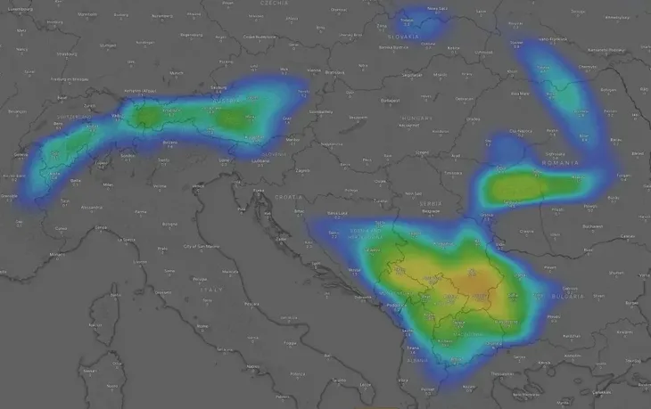 Balkan Visina snijega koja se očekuje