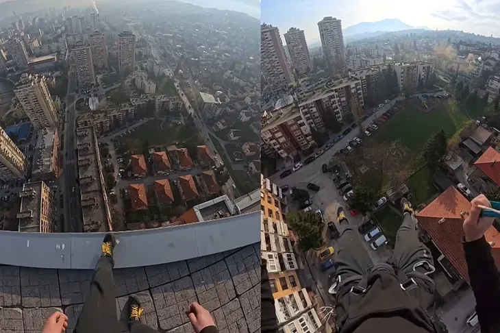 Muskarac se s padobranom spustio sa zgrade Bosmal u Sarajevu