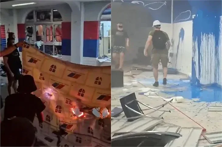 Novi Sad protesti u Srbiji Potpuno demoliranje prostorija SNS-a u Novom Sadu