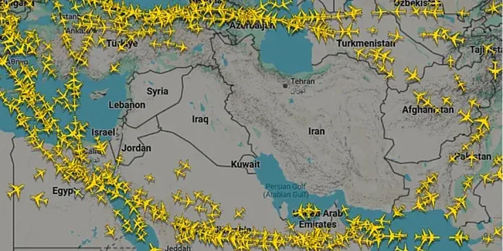 Ovako izgleda aviosaobracaj iznad Bliskog istoka