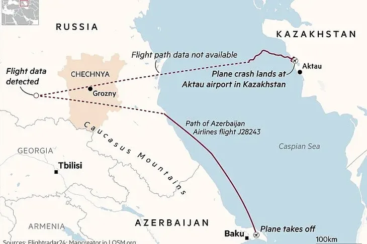 Pali avion pogoden iznad Cecenije Kazahstan