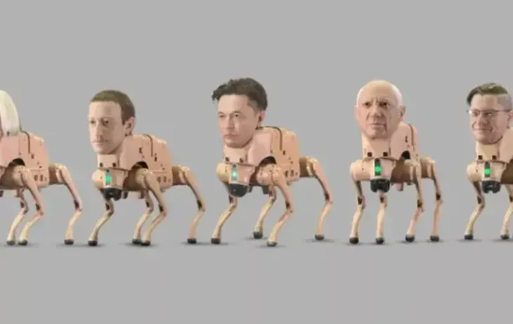 Roboticki pas s likom Elona Muska