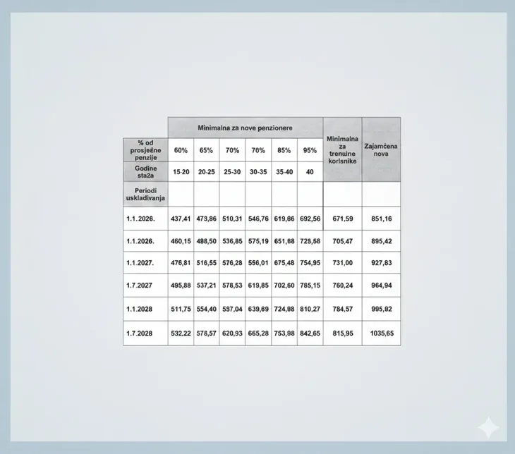 penzije Tabelarni prikaz izmjena zakona