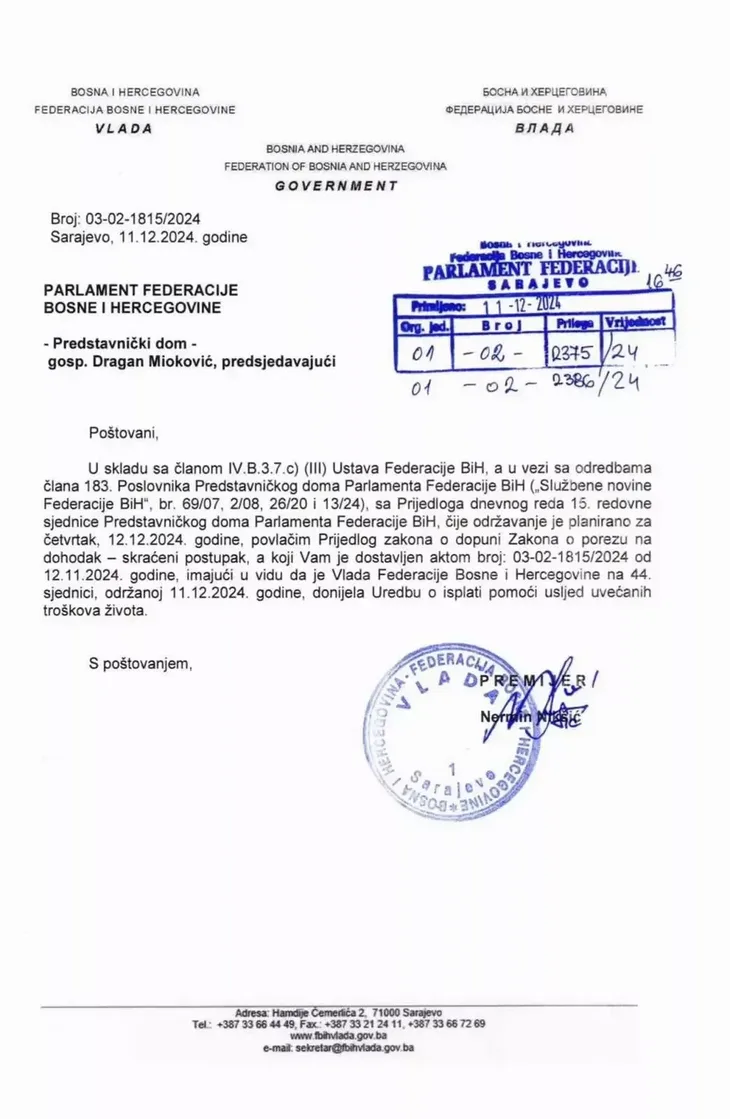 Tajna uredba Vlade F Bi H