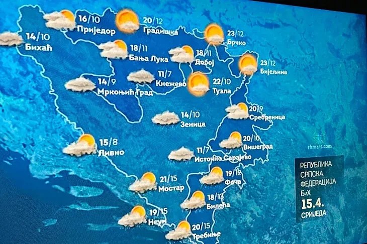 U vremenska prognoza RTRS a i bez magle nestalo Sarajevo