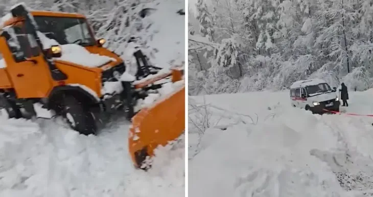 snijeg Hitna pomoć krenula po pacijenta pa se zaglavila u snijegu