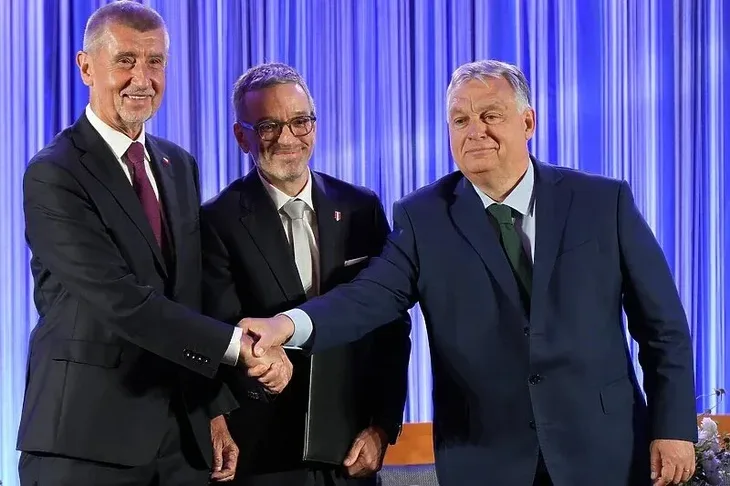 desničari Andrej Babiš, Herbert Kickl i Viktor Orban