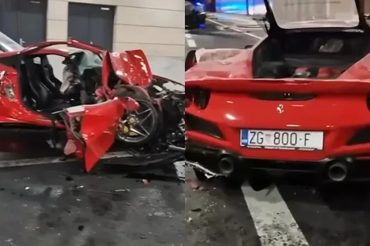 Potpuno uništen Ferrari hrvatskih tablica u najpoznatijem tunelu na svijetu