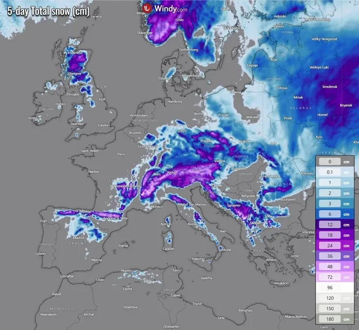 Procjena snjeznih padavina za narednih 5 dana