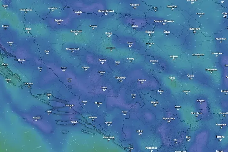 Vremenska prognoza minusi