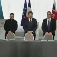 Volodimir Zelenski Sir Keir Starmer i francuski predsjednik Emmanuel Macron