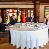 Recep Tayyip Erdogan zeljko komsic denis becirovic zeljka cvijanovic   Clanovi Predsjednistva Bi H na dorucku s Erdoganom