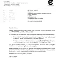Pismo Eurocontrola koje je dobila BHANSA 1