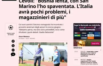 Roberto Cevoli Bosna je spora uplasio sam ih sa San Marinom nosaci opreme ce imati vise problema od igraca naslov je Gazzette dello Sport
