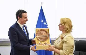 Kosovski premijer Albin Kurti i predsjednica Zajednice Albanaca u Bi H Elvira Dushi