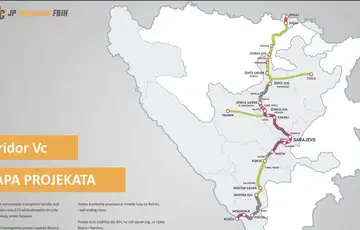 Mapa projekata JP Autoceste F Bi H na Koridoru 5 C