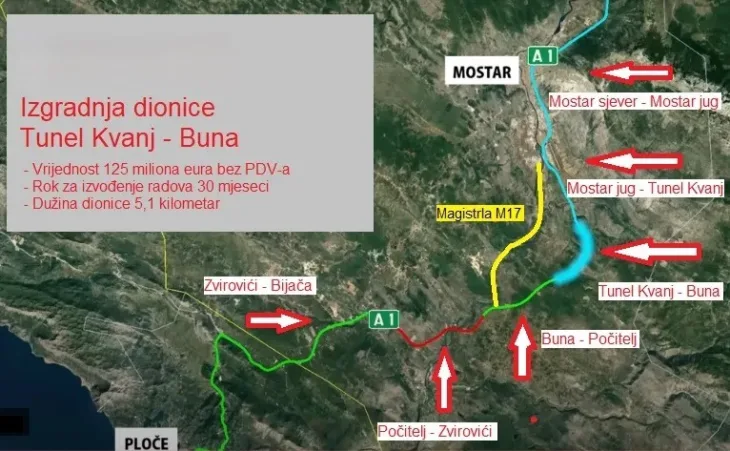 Autoput tunel kvanj buna dionice