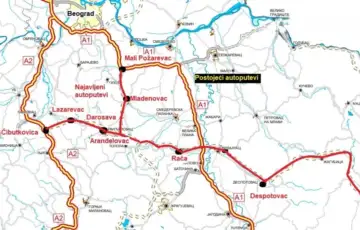Aleksandar Vucic autoput etto mreža autoputeva južno od Beograda ka Mladenovcu, sa dva kraka prema Lazarevcu i Boru
