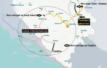 Nova mapa Juzne interkonekcije prema predlozenim izmjenama zakona etto