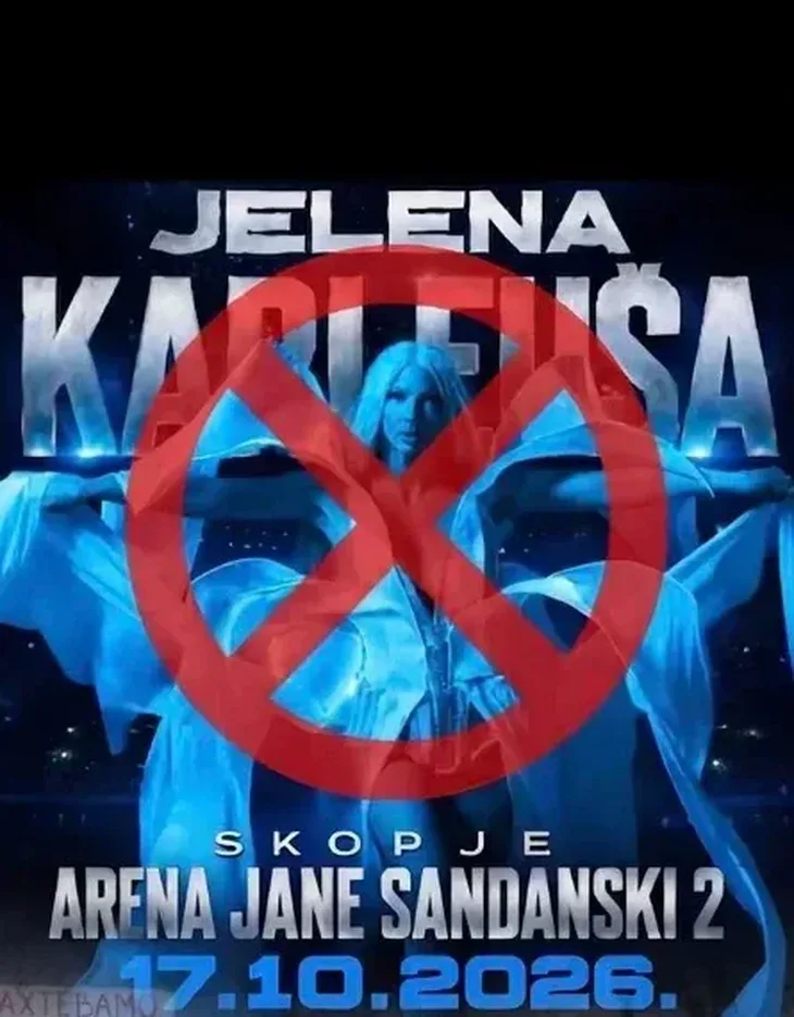 Skoplje Jelena Karleuša  Plakat koji poziva na otkazivanje koncerta Jelene Karleuse u Skoplju