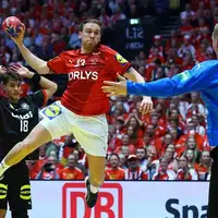 Simon Pytlick u akciji na utakmici protiv Njemacke rukometna reprezentacija Danske