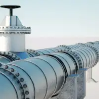 Pipeline light wall transportation oil gas through pipes technology politics raw materials economics copy space 3d render 3d illustration 750x425