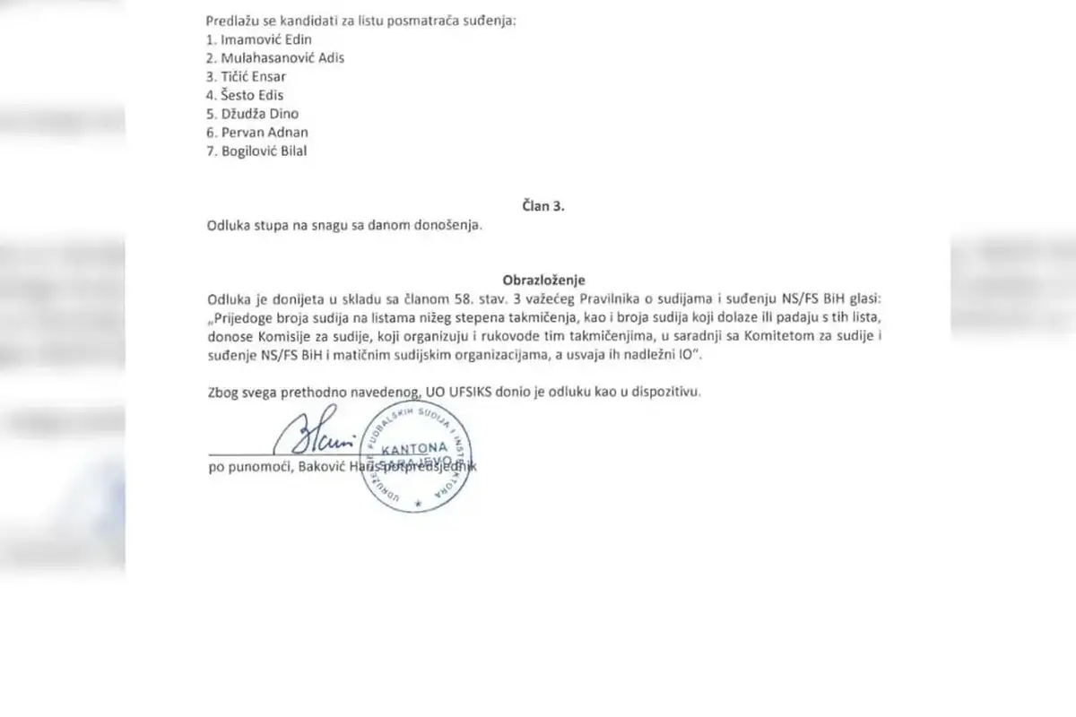4 Udruženje fudbalskih sudija i instruktora Kantona Sarajevo optužilo Elmira Pilava za niz nečasnih radnji