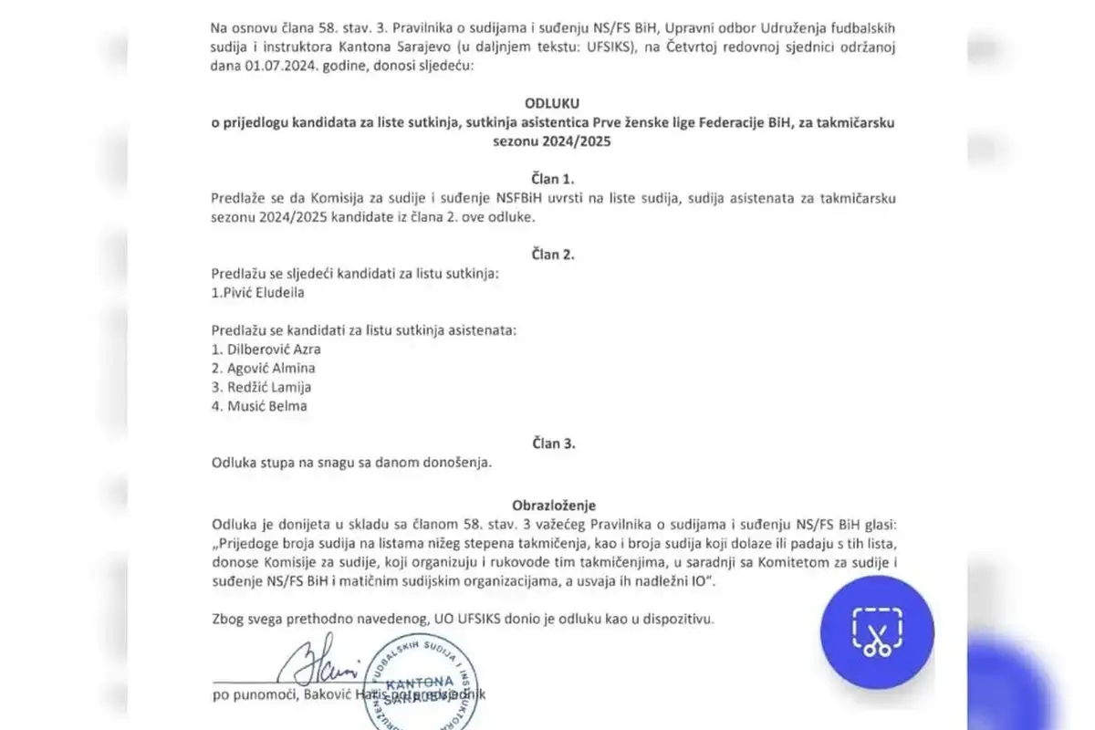 5 Udruženje fudbalskih sudija i instruktora Kantona Sarajevo optužilo Elmira Pilava za niz nečasnih radnji