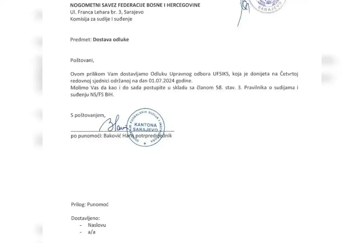 Udruženje fudbalskih sudija i instruktora Kantona Sarajevo optužilo Elmira Pilava za niz nečasnih radnji 240808098